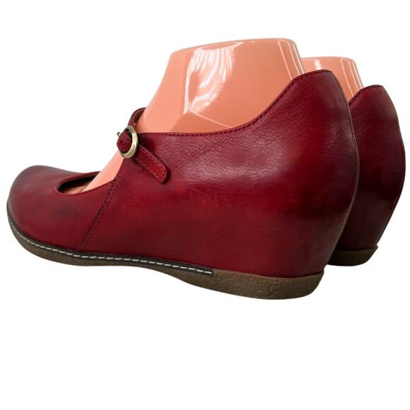 DANSKO Loralie Mary Jane Wedge in Red Burnished Nubuck Leather Women's 9.5 / 10 - Picture 7 of 14